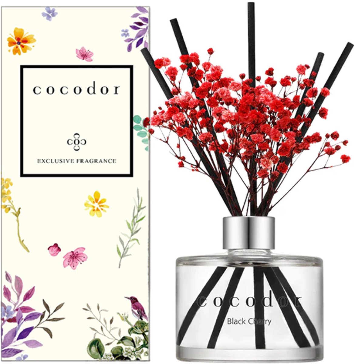 Cocodor Geurstokjes met rode droogbloemen Black Cherry - 200 ml
