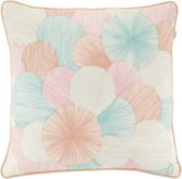 Dutch Decor SONAM - Kussenhoes 45x45 cm - geborduurd patroon - roze - zalm - oranje -beige - pasteltinten - met rits