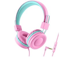 Intelectro Kinderheadset - Een Veilige en Krachtige Luisterervaring voor Kinderen! - Gehoorbescherming - Immersieve Geluidskwaliteit - Opvouwbaar - Verstelbare Hoofdband - Roze - Levering Sneller dan Aangegeven!