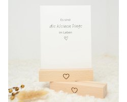 DwieDeko® Houten Kaarthouder Set van 2 Zwart Hart - Fotocadeaus Beste Vriend - Cadeaus voor Vrouwen - Plaatskaarthouder voor Affirmatiekaarten - Bedankt Verjaardag Volwassenen of Kinderen