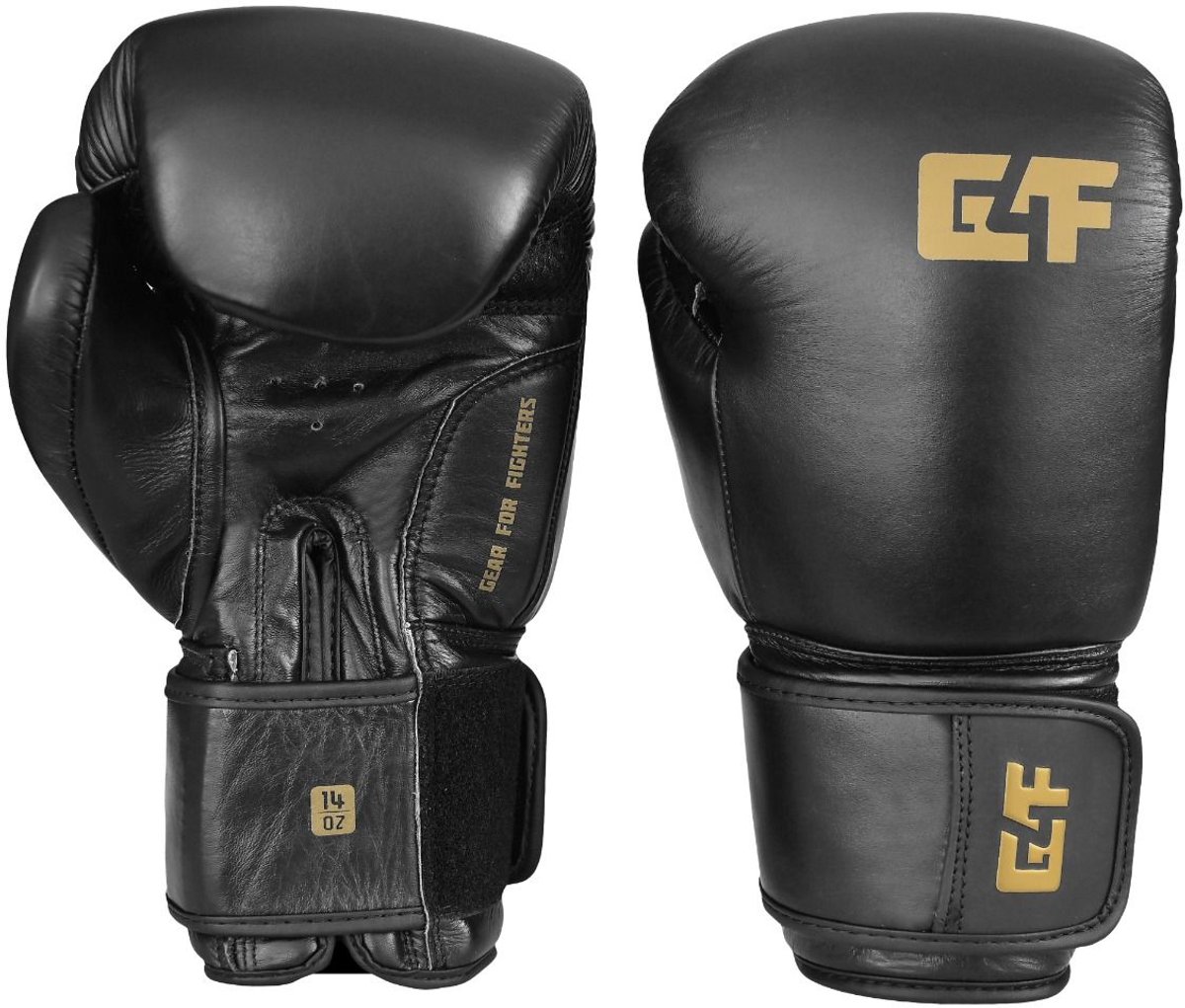G4F - Bokshandschoenenen Leer Sparring 2.0 - Zwart/Goud - 16 Oz