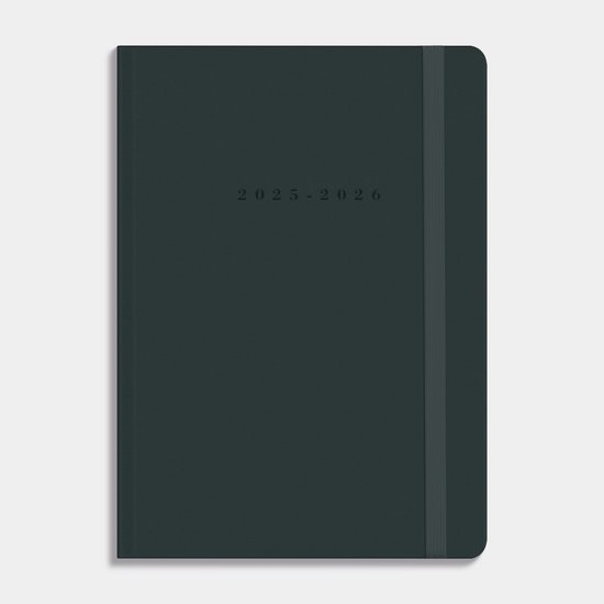 Hobbit - Luxe Schoolagenda 2025-2026 - 1 week op 2 pagina's - Harde Kaft - Agenda A5 (14,8 x 21 cm) - Suèdelook Antraciet