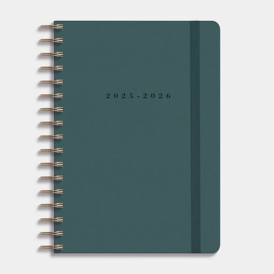 Hobbit - Luxe Schoolagenda 2025-2026 - 1 week op 2 pagina's - Harde Kaft - Ringband Agenda A5 (14,8 x 21 cm) - Suèdelook Petrolblauw