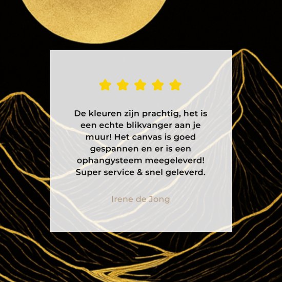 Tableau sur toile 80x120 cm - Décoration murale exclusive Rivière - Or - Lune - Vogels - Décoration murale murale salon - Décoration chambre - Accessoires de décoration - Peintures sur toile