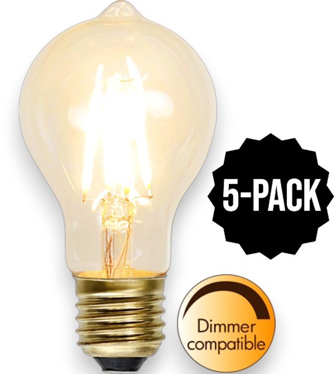5-Pack | Standaard bol - E27 - 1.6W - Super Warm Wit