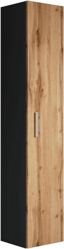 Lungo Badkamerkast | 170 Cm Zwart Eiken Greeploos Front 3 Vakken 2 Lades 140633