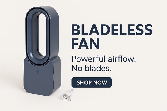 Bladloze Tafelventilator Nor-Tec USB Oplaadbaar 3 Snelheden 11 LED Lampjes Stil Energiezuinig