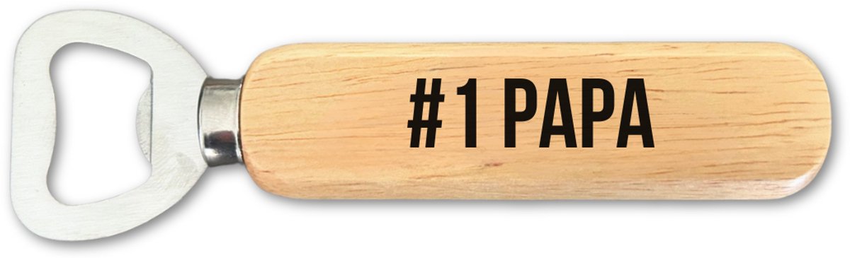 #1 PAPA - Vaderdag Cadeau voor Hem - JM Woods - Flesopener - Vaderdag Geschenk - Kado Pa - Proost - Bierdrinker - Klusser - Mannen - Bier - Hobby - Alcohol - Pils - Hout - Top 10 Vaderdag Geschenken