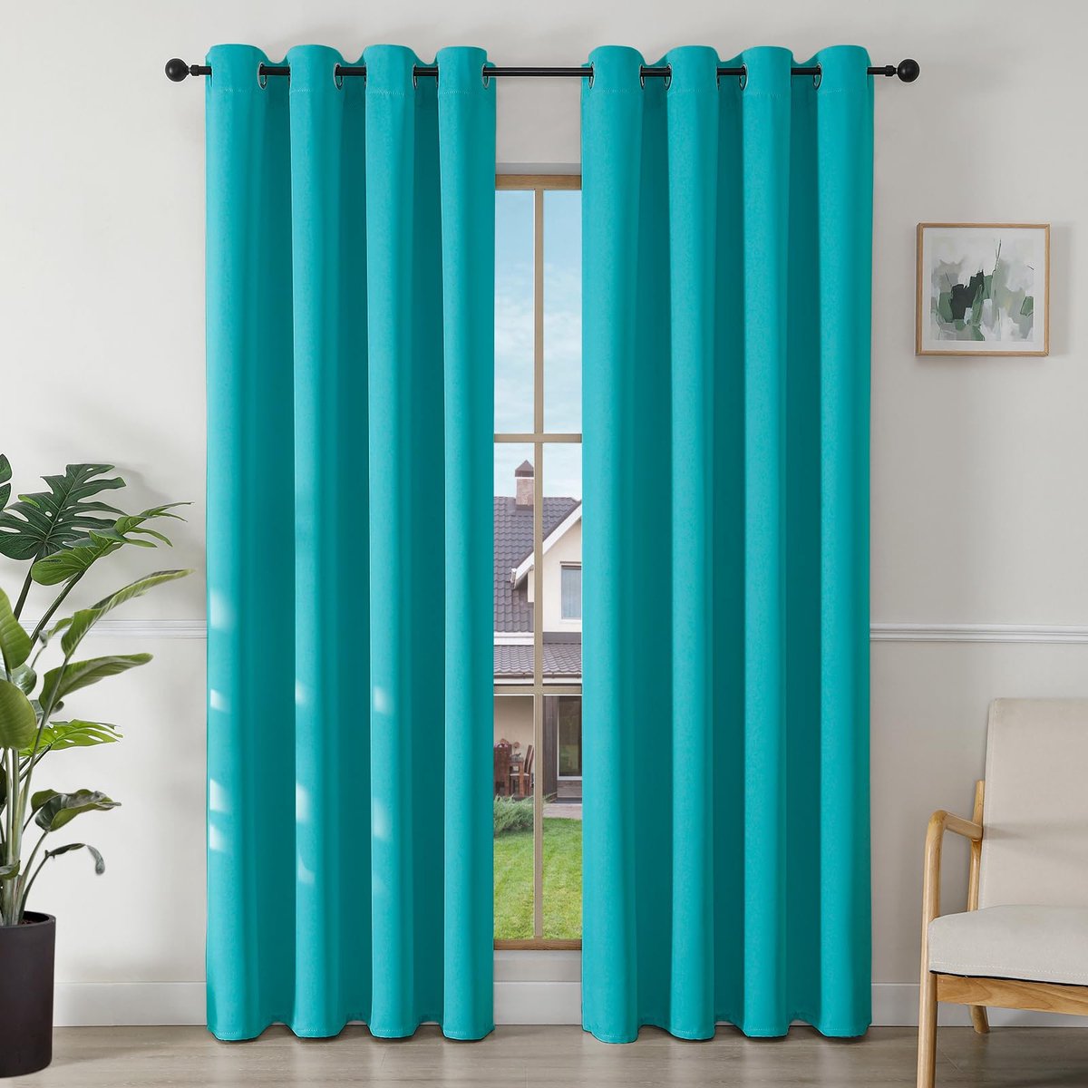 Ibenzoa Gordijnen set van 2, verduistering, thermisch, slaapkamer woonkamer, 200x140cm blauw