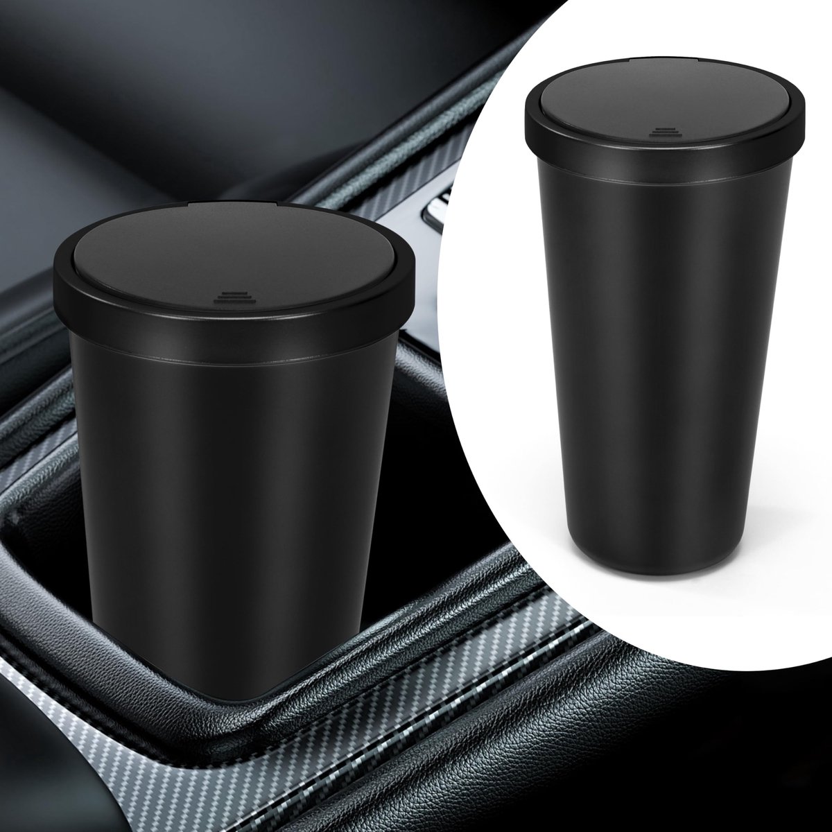 Ibenzoa® Compacte en Veilig Afvalopslag voor Auto's - Duurzaam Plastic, Geurremmend, Draagbaar