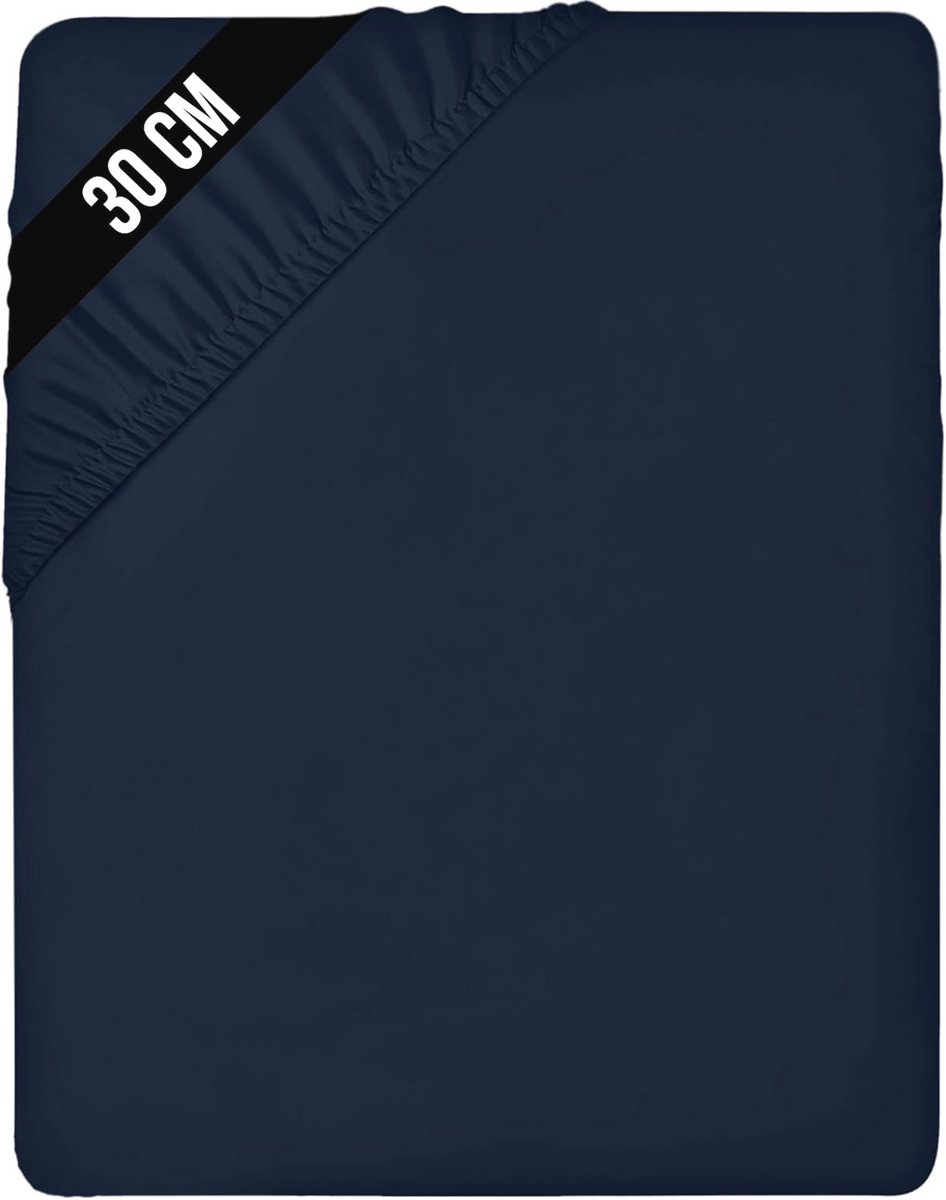 Hoeslaken 90x200 cm voor Matrassen tot 30 cm - Marineblauw - Zachte Microvezel