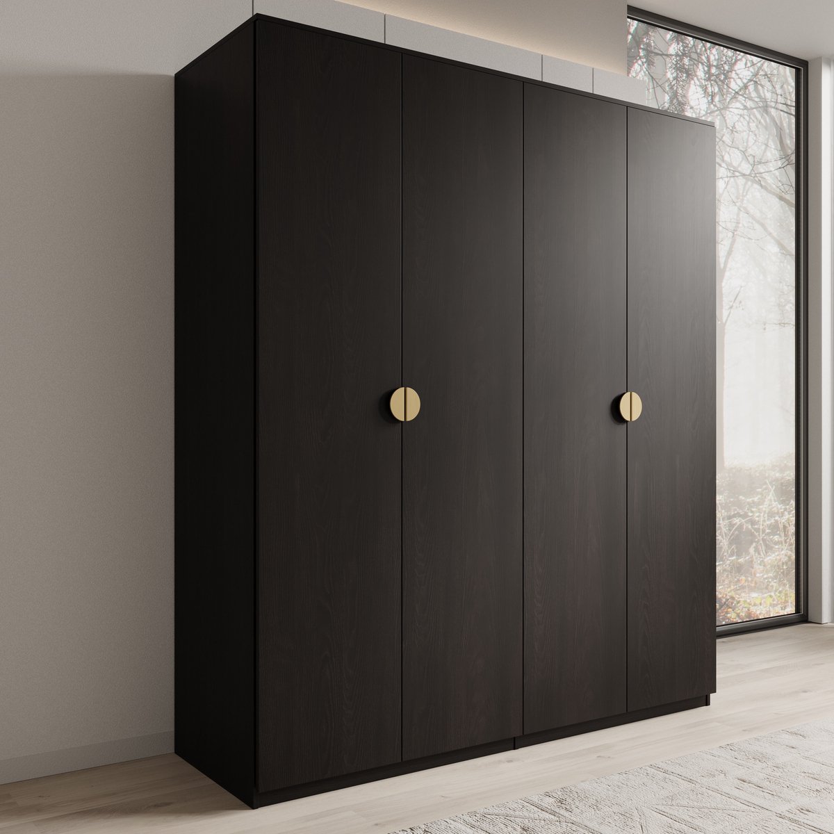 MEUBELLA Kledingkast Monor - Zwart eiken - 180 cm