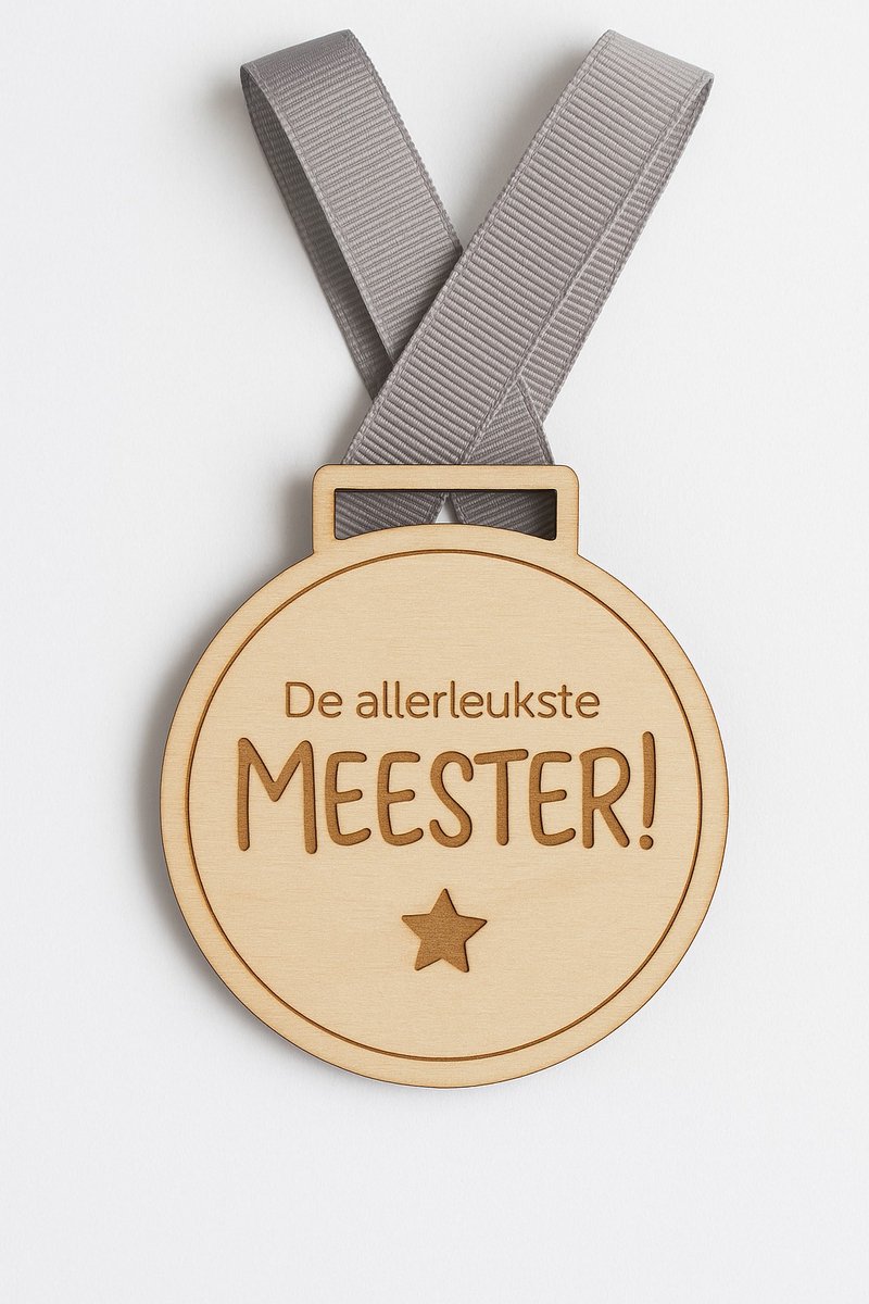 Medaille - de allerleukste meester! - hout