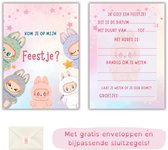 Uitnodiging kinderfeestje - Kinderfeest - Uitnodigingen - Verjaardag - Inclusief enveloppen - Inclusief stickers - Eigen design en print - Wenskaart- Jongens/Meisjes - 16 stuks - A6