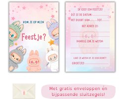Uitnodiging kinderfeestje - Kinderfeest - Uitnodigingen - Verjaardag - Inclusief enveloppen - Inclusief stickers - Eigen design en print - Wenskaart- Jongens/Meisjes - 16 stuks - A6