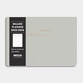 Hobbit - Maandplanner 2025-2026 - 1 maand op 2 pagina's - Maandagenda - Flexibele Kaft - A5+ (17.5 x 25,7 cm) - Washed Kraft Lichtgrijs