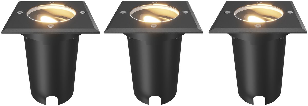 Ledvion Set van 3 LED Grondspot Buiten IP67 10W 230V GU10 vierkant