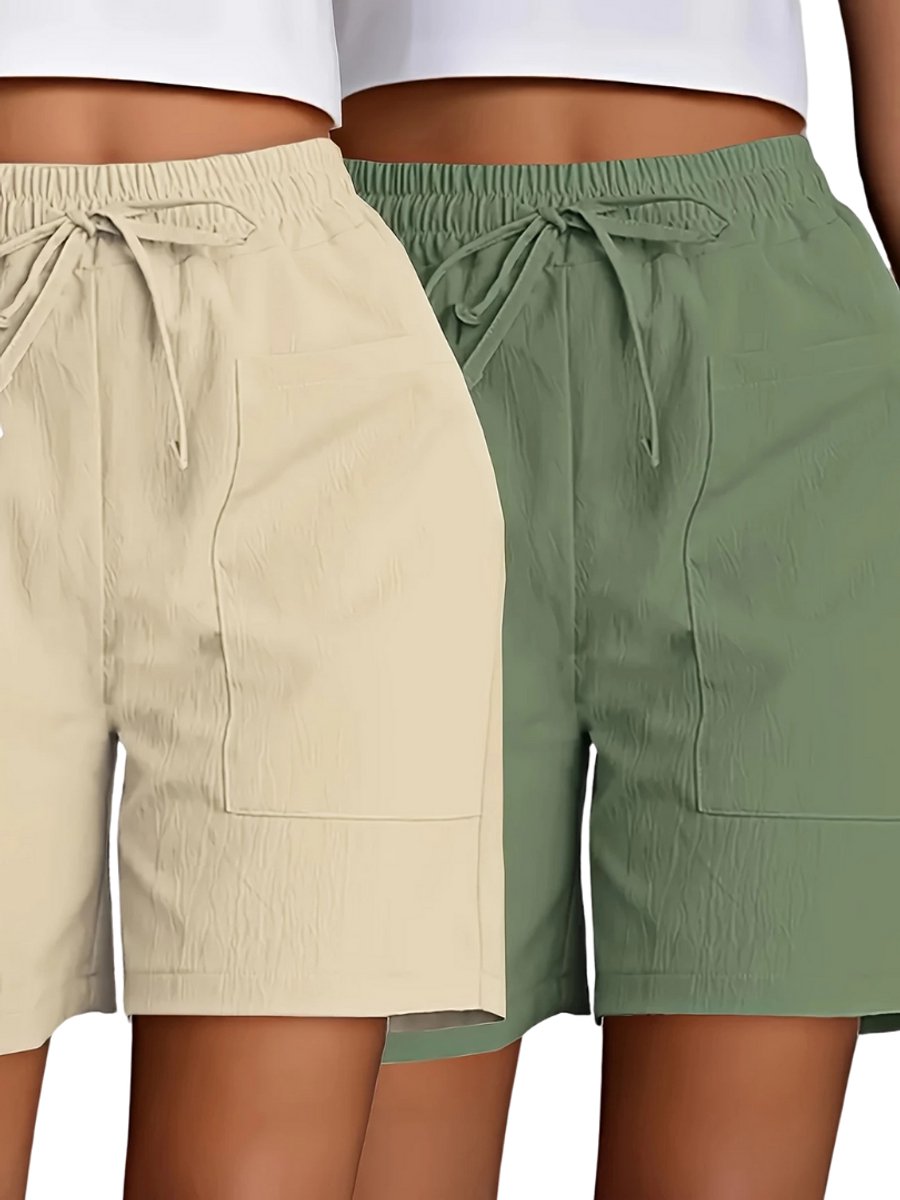 Bovista Korte Broek Dames Spijkerbroek met Zakken Volwassenen Jongens Shorts 2 Pcs + Groen