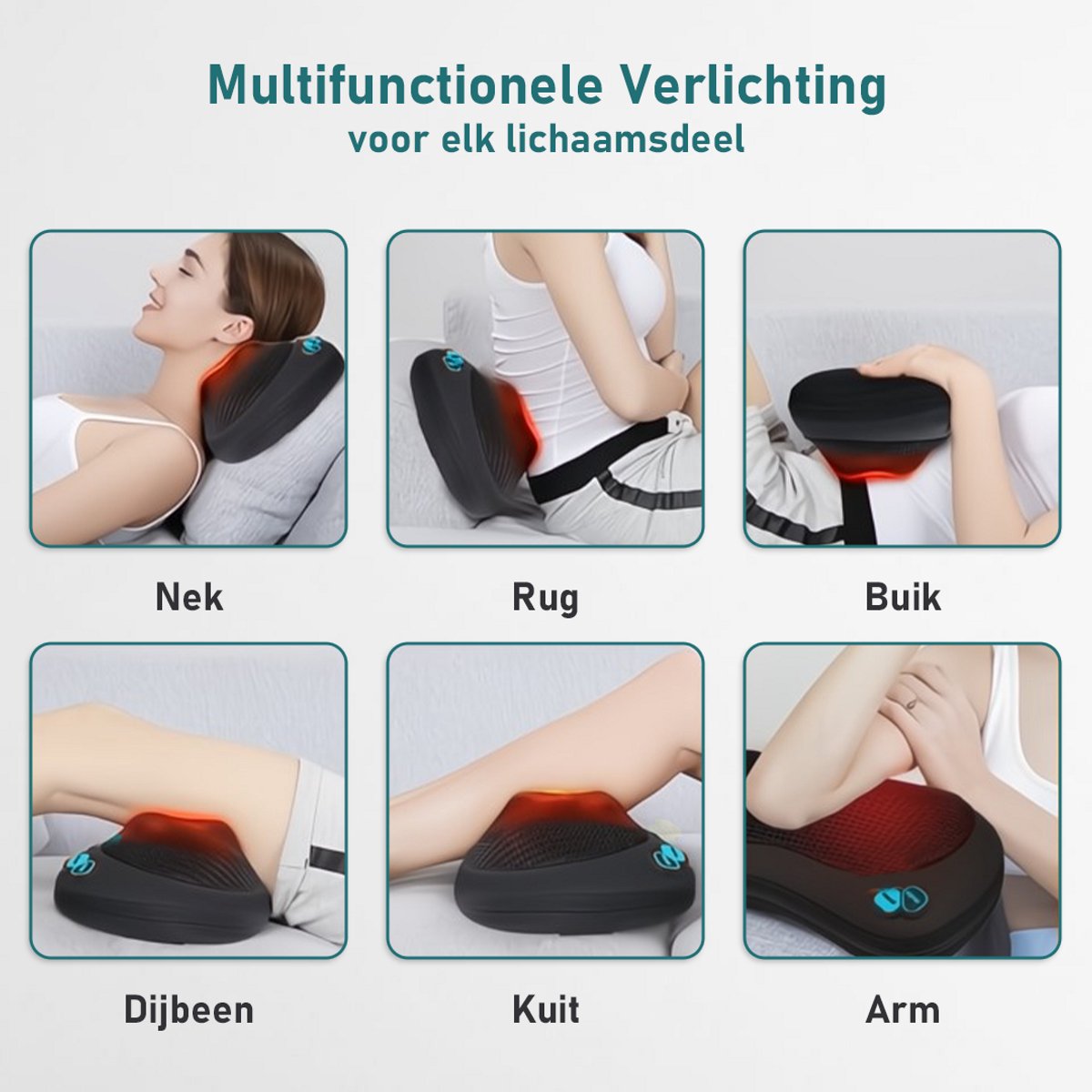 Afbeelding 2 van NueNext Nekmassage Apparaat met Flip Cover - Shiatsu Massagekussen Rug Nek en Schouder - Elektrische Massage apparaten met Infrarood Warmte - 1,8m Kabel