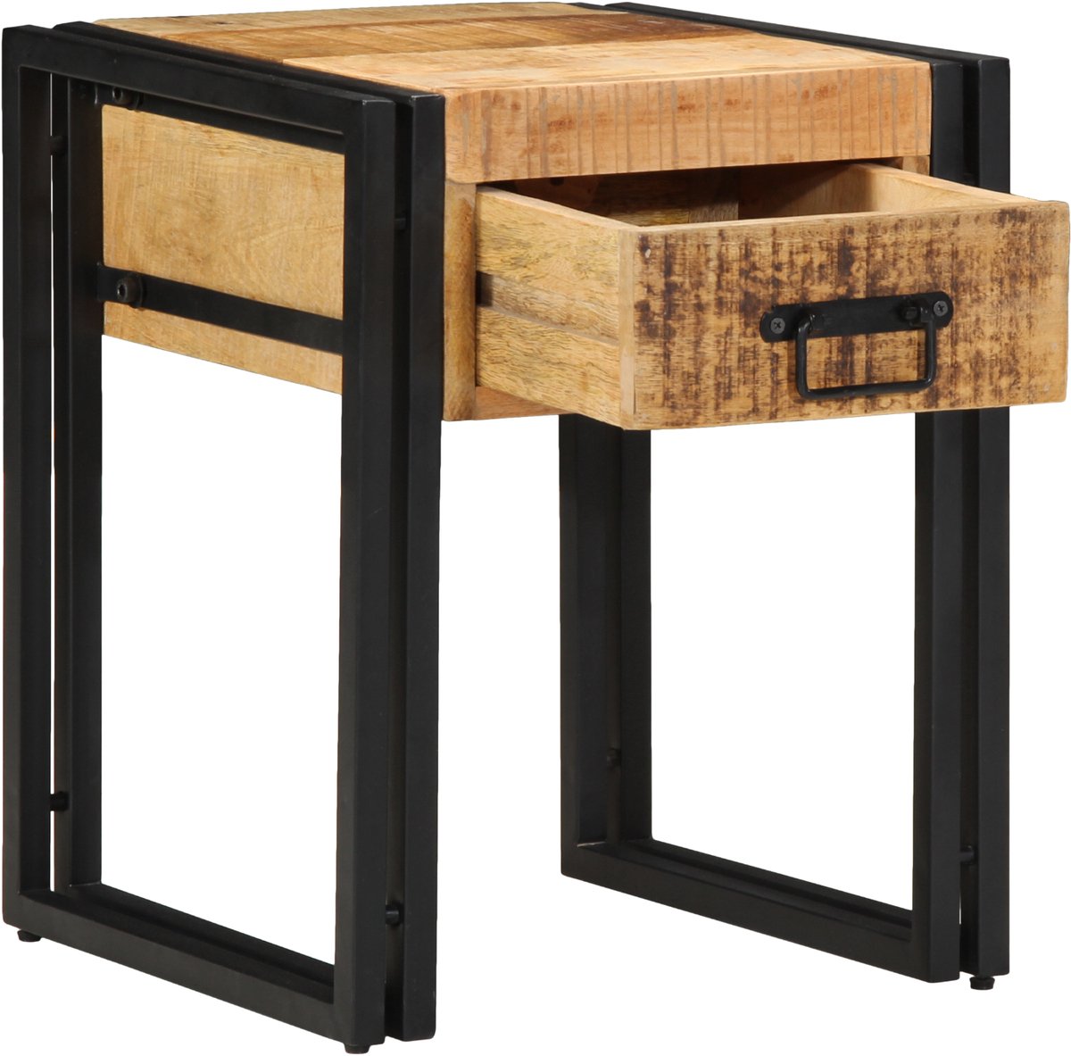 vidaXL Bijzettafel - Bruin - en - Zwart - 40 - x - 40 - x - 50 - cm - Massief - Mango - Hout Bruin en zwart