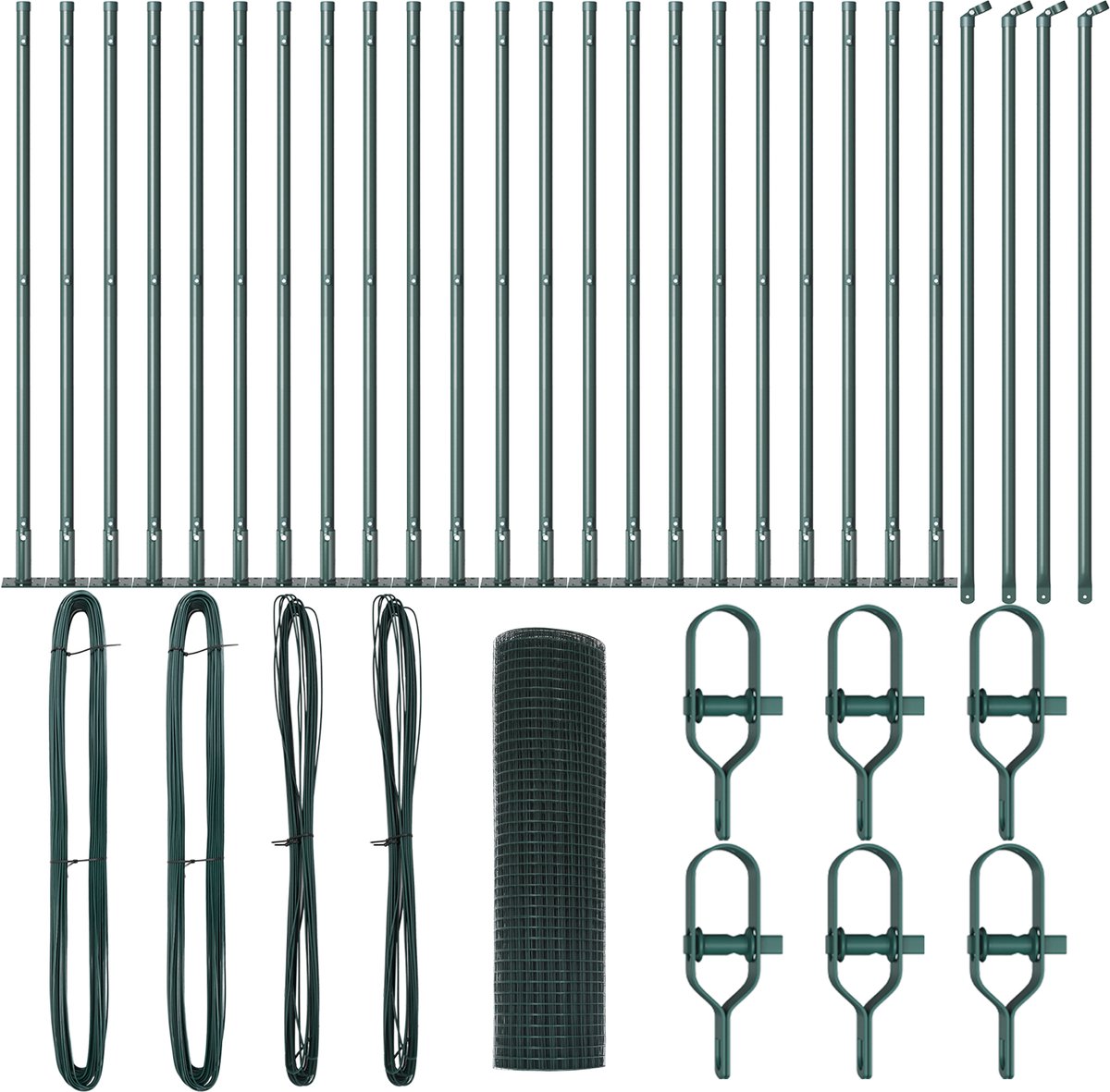 vidaXL - Gelast - Draadhek - met - Betonnen - Basis - 50 - x - 1 - m - PVC-Coated - Staal