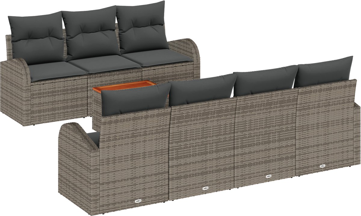 vidaXL - Tuinbank - Set - met - opslag - 8 - pcs - Grijs - poly - rattan