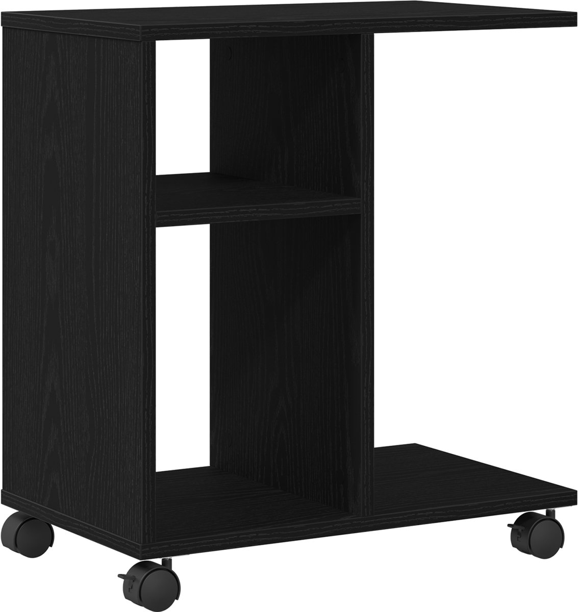 vidaXL Bijzettafel - Zwart - eiken - 50 - x - 30 - x - 55 - cm - Bewerkt - hout Zwart eiken