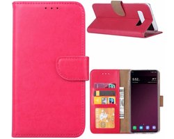 Ntech Hoesje Geschikt Voor Samsung Galaxy S10e portemonnee hoesje / met opbergvakjes Pink