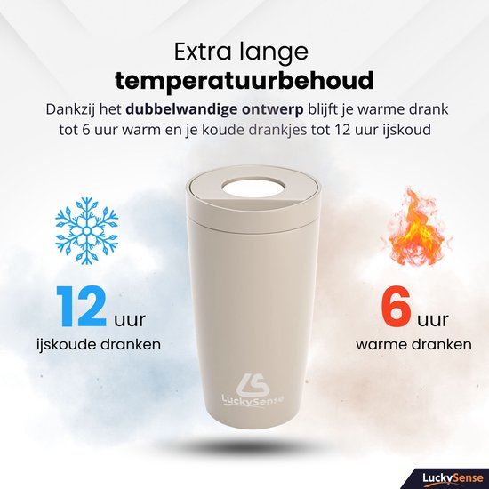 Tasse isotherme de voyage - Tasse à café à emporter - 380 ml - Tasse à thé - Étanche - Double paroi - Acier inoxydable - Taupe