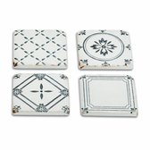 LOBERON Lot de 4 sous-verres Emma blanc antique/noir
