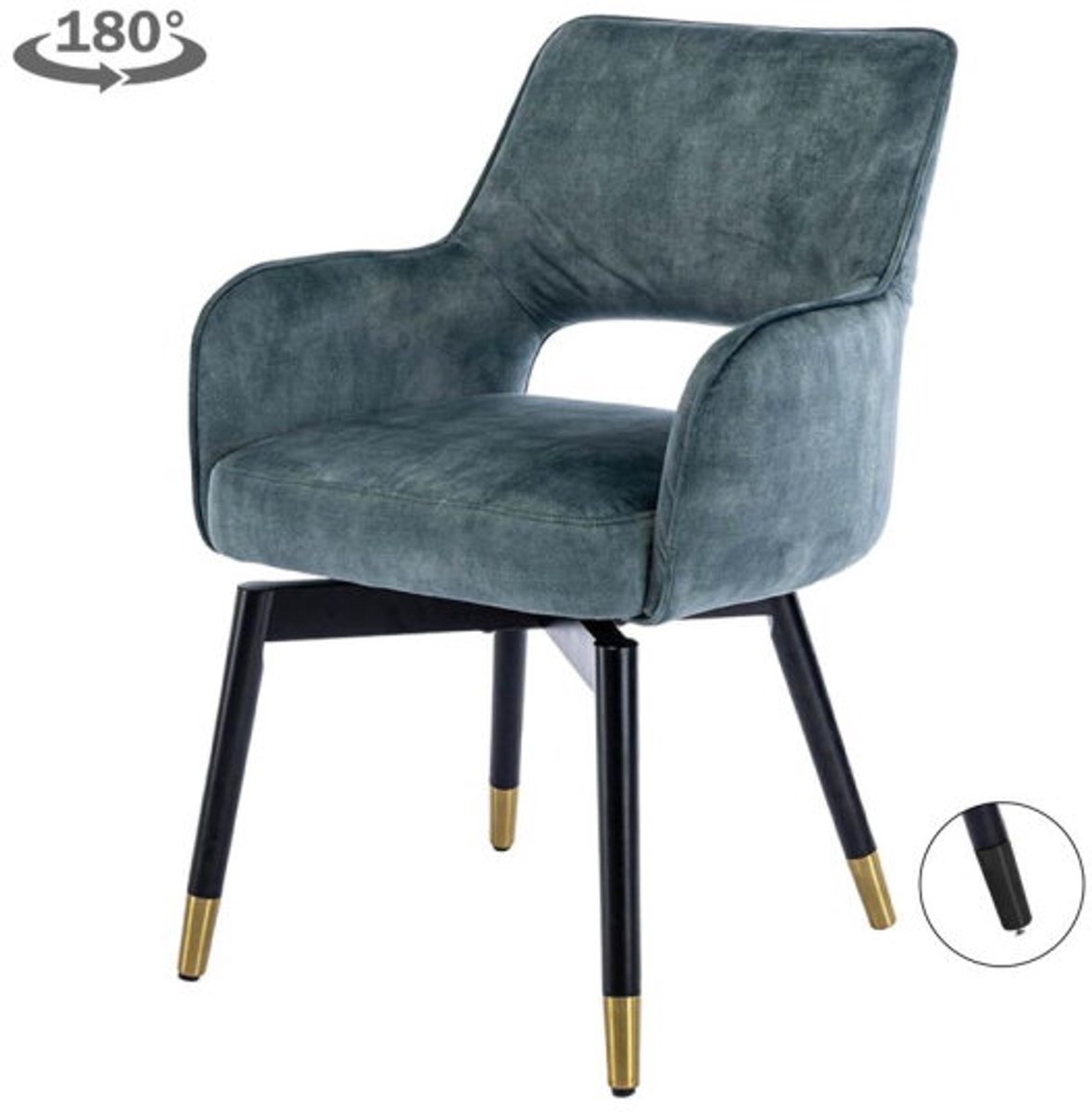 Tower Living Lenno Armstoel - fabric Adore 31 Grey blue (draaibaar) Blauw