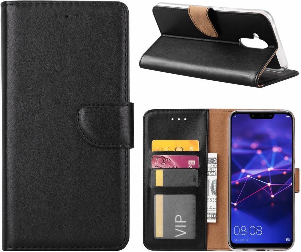 Huawei Mate 20 Lite Zwart Booktype / Portemonnee TPU Lederen Hoesje