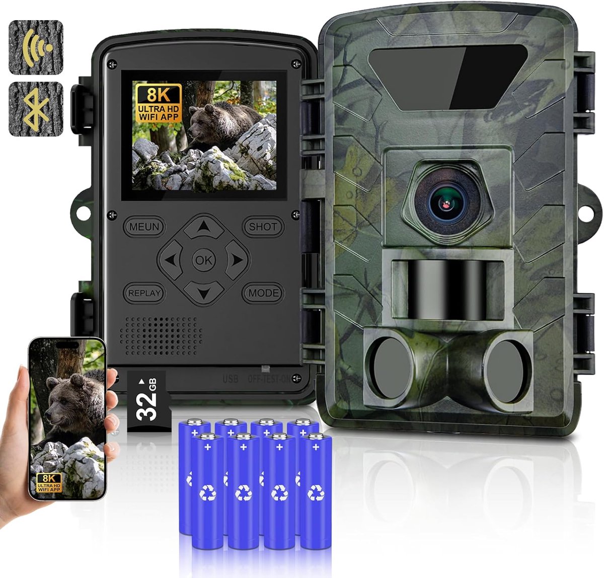 Wildcamera - Bewegingssensor camera - Nachtzicht - Dieren spotten - Boscamera - Buiten camera - Wildlife observeren - Beveiligingscamera natuur - Jachtcamera - Onopvallende camera - Buitenobservatie - Natuurfotografie - Dierensporen vastleggen - Time
