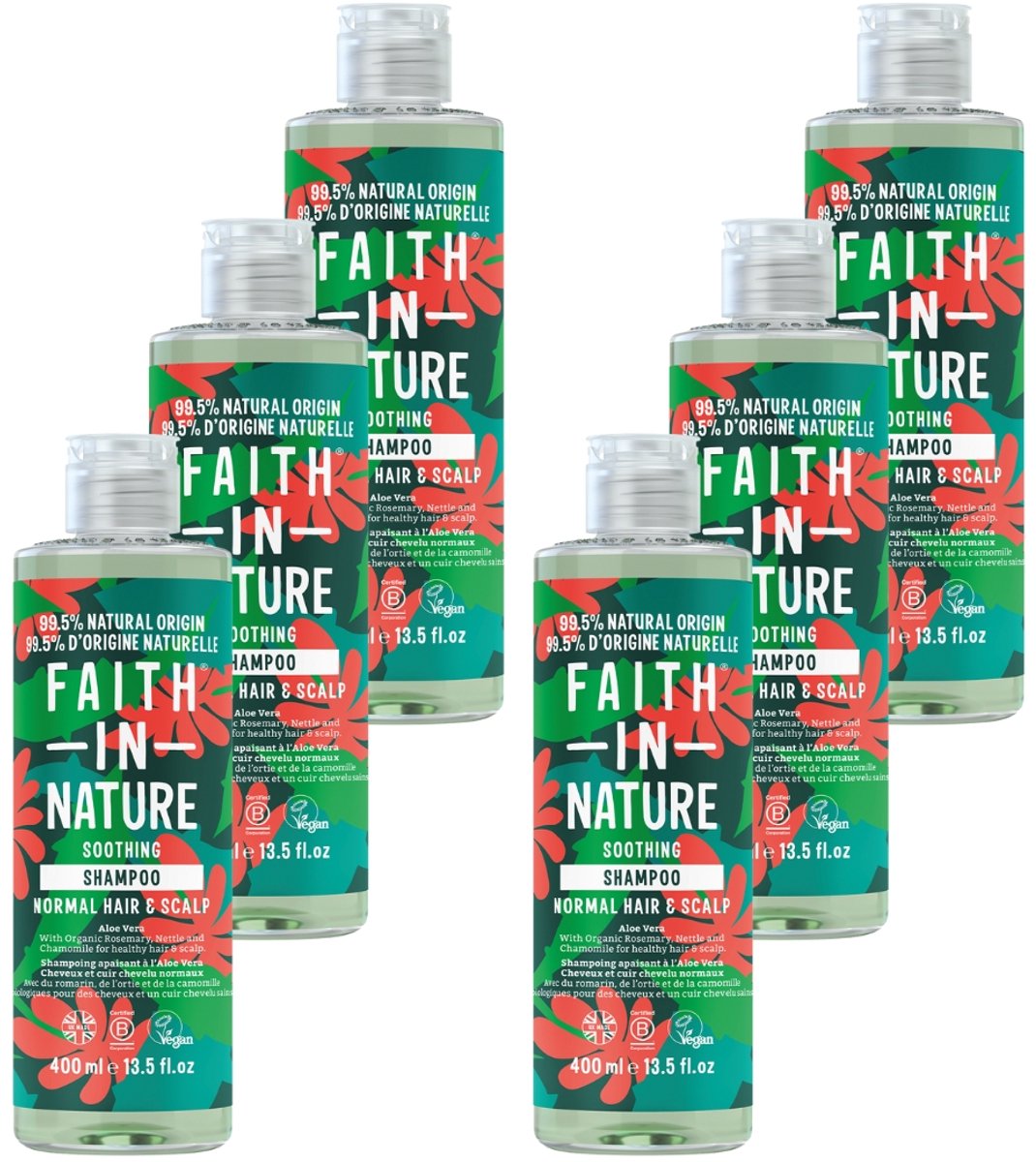 Faith in Nature AloÃ« Vera Shampoo (nomaal tot droog haar) (6x 400ml)