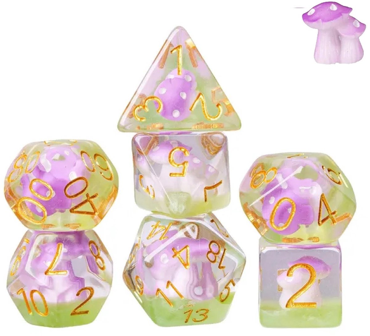 Lapi Toys - Polydice - Dobbelstenen dungeons dragons - Incl. dice bag - Resin - Roze