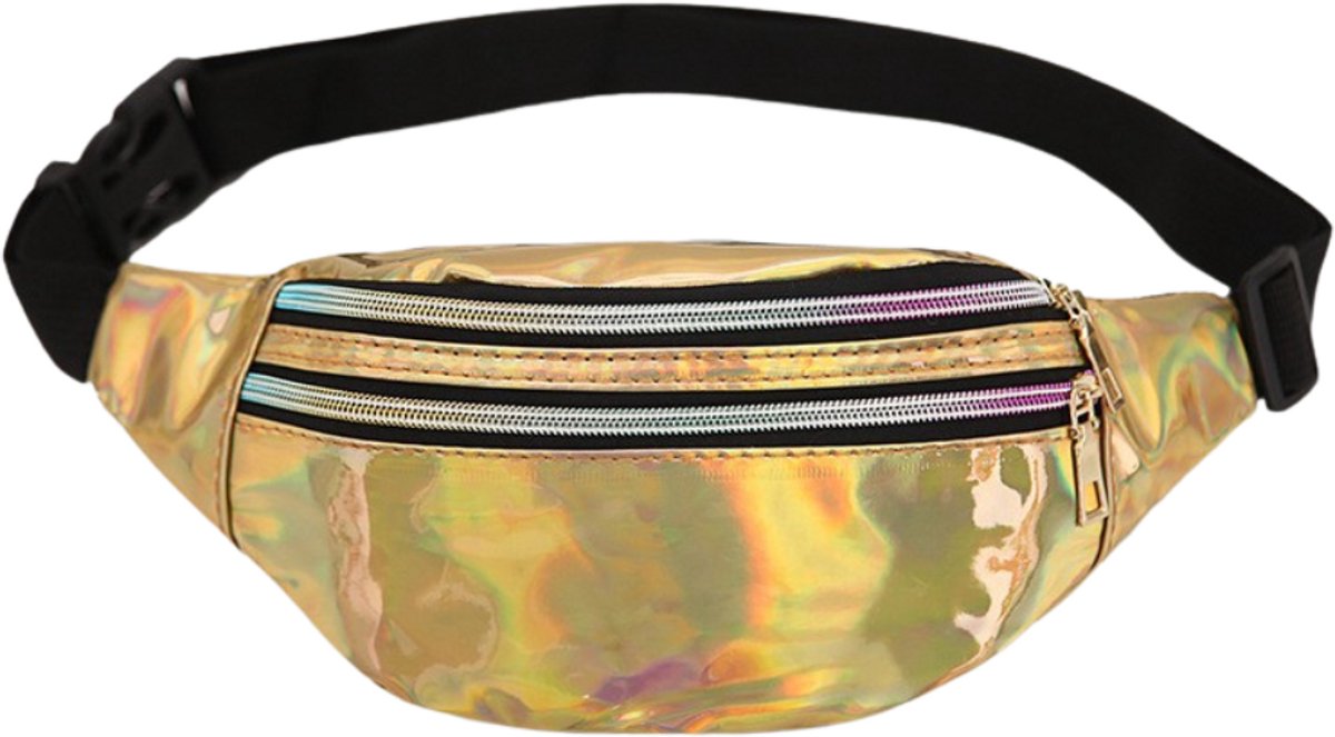 Oh Crabb - Heuptasje Holo goud holografisch - Volwassenen - Unisex - Danser/danseres - 80's & 90's - Disco - Festival