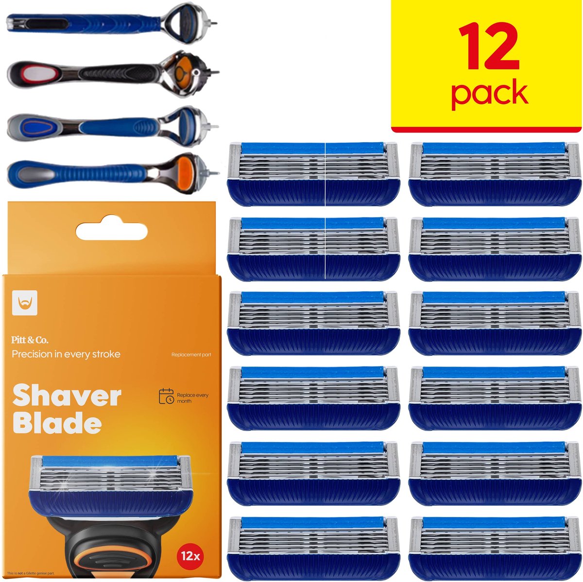 12x Scheermesjes Geschikt voor Gillette Fusion 5 – Compatibel – Vijflaags Mesjes