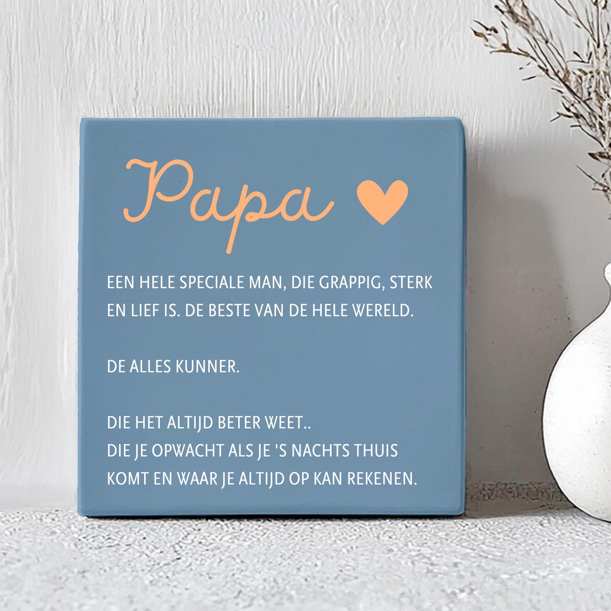 Printazzy - Tegeltjes met Tekst - Papa - Vaderdag Cadeau - Wanddecoratie Woonkamer - Onderzetters voor Glazen - Geschenkset - Gepersonaliseerd Cadeau - Blauw