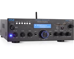Pyle Bluetooth Audioversterker - 200 Watt Piekvermogen - Tweekanaals Audio Stereo Versterker - USB, SD, AUX, Microfoon-ingang met Echo-Effect - Radio, LCD Displayisplay - RCA-Ingangen
