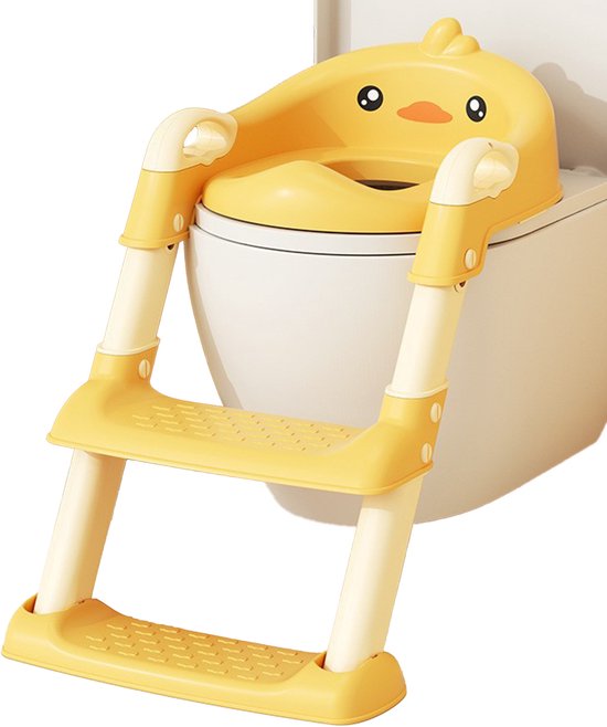 MIRO® Wc Verkleiner Met Trapje - Toilettrainer Met Opstapje - 2 In 1 - Potje Peuter - 2 tot 7 Jaar - Draagbare Toilet - Vrijstaand Toilet Kinderen - Geel