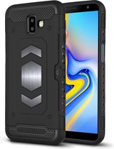 Ntech Samsung Galaxy J6 Plus (2018) Luxe Armor Case Pashouder - Zwart