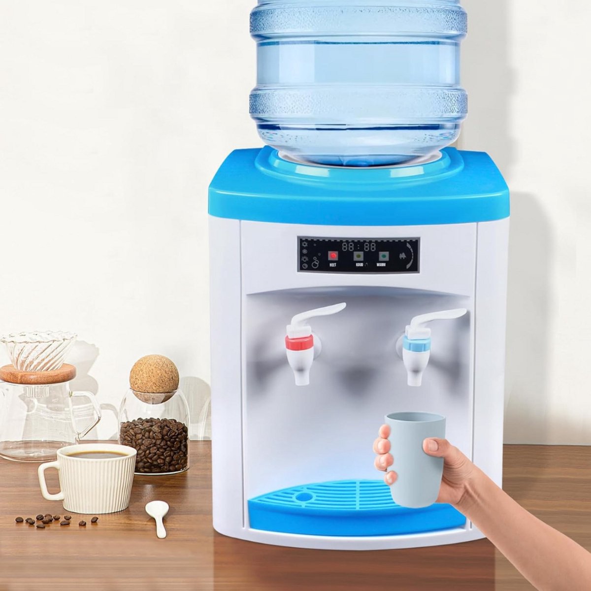 GTB® Waterkoeler - Waterdispenser met Koud Water - Waterkoeler Dispenser - Wit en Blauw - 24cm x 26cm x 33cm