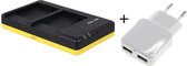 Huismerk Duo lader voor 2 camera accu's Panasonic DMW-BCG10 + handige 2 poorts USB 230V adapter