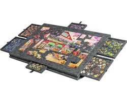 MIRO® Puzzelmap 1000 Stukjes - Puzzelbord Met Opbergsysteem - Puzzelmat - Portapuzzel - Puzzeltafel - Draagbaar - Opvouwbaar - 6 Lades - Grijs