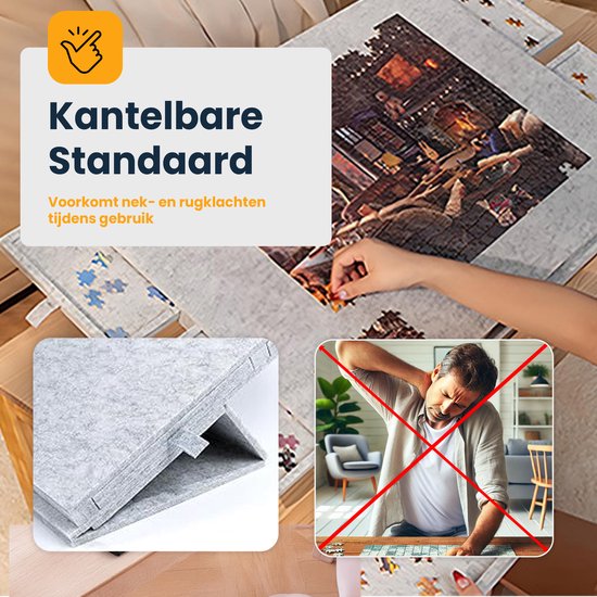 Planche à Puzzle Inclinable Avec 4 Tiroirs – Table De Puzzle 2 En 1 Avec Couvercle, 6 Compartiments De Tri, Super Léger, Pour Puzzle De 1000 Pièces