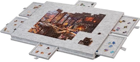 MIRO® Puzzelmap 1000 Stukjes - Puzzelbord Met Opbergsysteem - Puzzelmat - Portapuzzel - Puzzeltafel - Draagbaar - Opvouwbaar - 6 Lades - Lichtgrijs