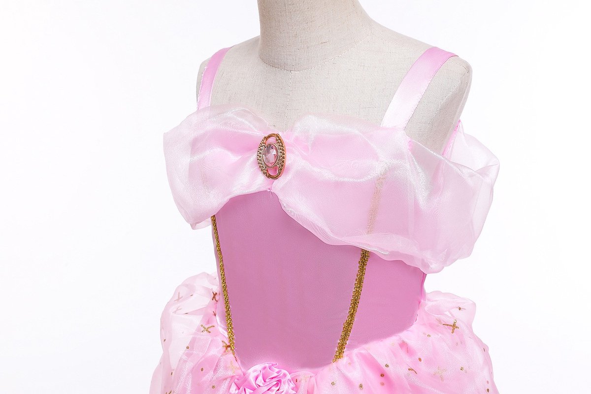 Joya Kids® Luxe Prinsessenjurk Lichtroze voor kinderen | Jurk met Glans & Tule | 11-delige Verkleedset met Accessoires | Verkleedjurk Meisje Tule Rok | Halloween kostuum | Carnaval kleding | Prinses kostuum Jurk | Maat 110 — afbeelding 10