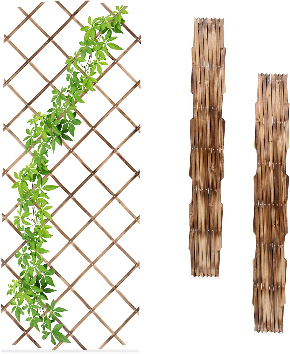 Relaxdays klimplantenrek hout, uitschuifbare rankhulp klimplanten, vrijstaand, tuin, balkon, terras, natuur