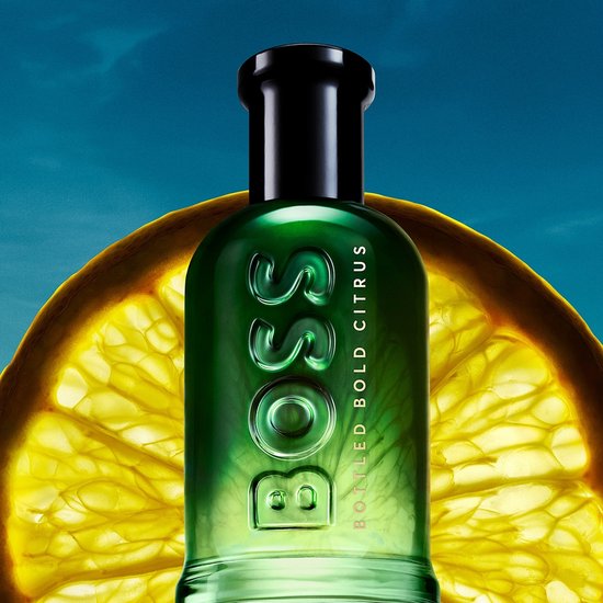 BOSS BOTTLED BOLD CITRUS Eau de Parfum fles met een grote, doorschijnende citroenschijf.