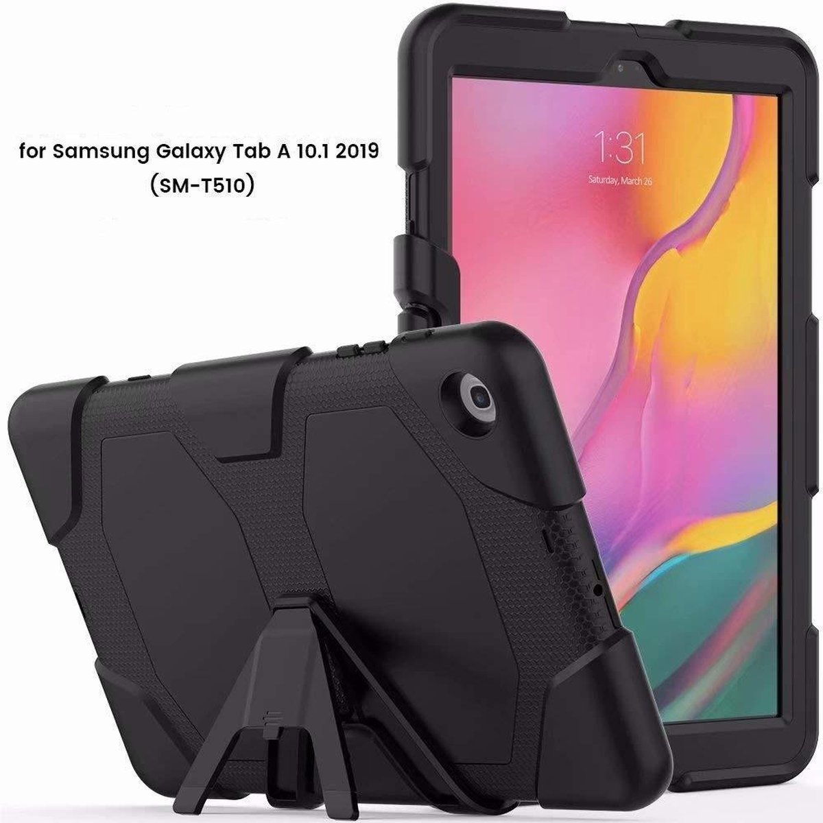 Tablet hoes voor Samsung Tab A 2019 10.1 inch - Extreme Robuust Armor Case Hoesje - Tablethoes - Samsung tab A screenprotector Ingebouwde Extreme protectie Army Backcover hoes - Ntech